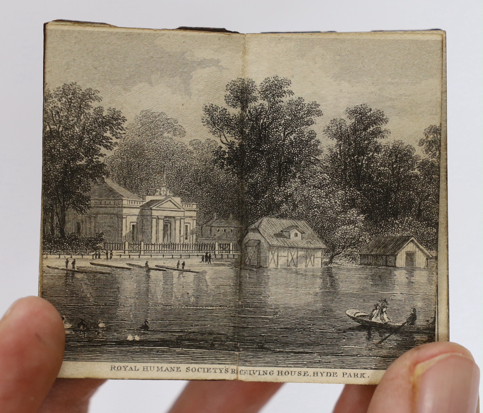 Miniature Books - London Almanack for the Year of Christ 1861. d-page pictorial engraved title, d-page pictorial eclipse illus. (and text), 12 d-page engraved almanack and 6 further text d-pages (regal table etc.); origi